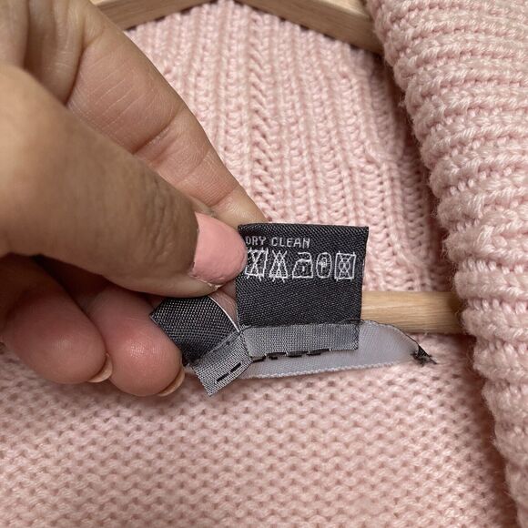 Per Se Merino Wool Women Open Front Pink Long Sleeve Knit Sweater Cardigan Small - Picture 9 of 10